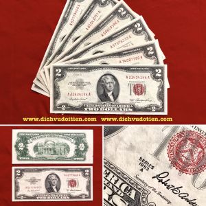 Tiền 2 USD 1953 Mộc Đỏ