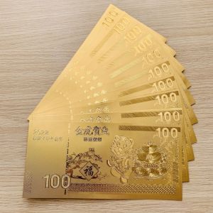 Combo 10 Tờ Tiền Con Hổ Plastic Mạ Vàng Macao