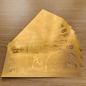 Combo 10 Tờ Tiền Con Hổ Plastic Mạ Vàng Trung Quốc