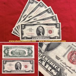 Tiền 2 USD 1963 Mộc Đỏ